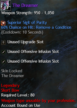 MMOJUGG Guild Wars 2 US The Dreamer Details View of Item Function and Use